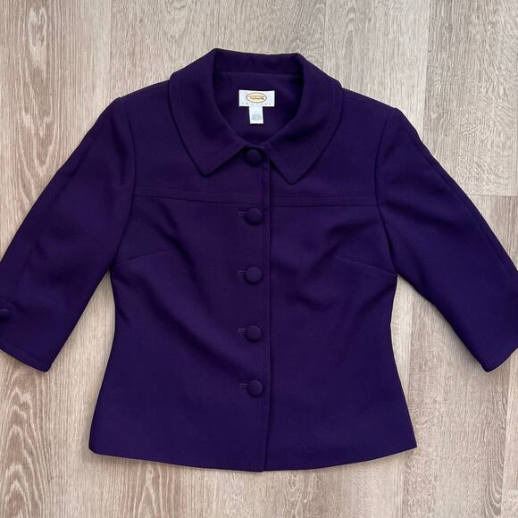 Talbots Petites Purple 5 Button 3/4 Sleeve Blazer Size 2P - Picture 1 of 8